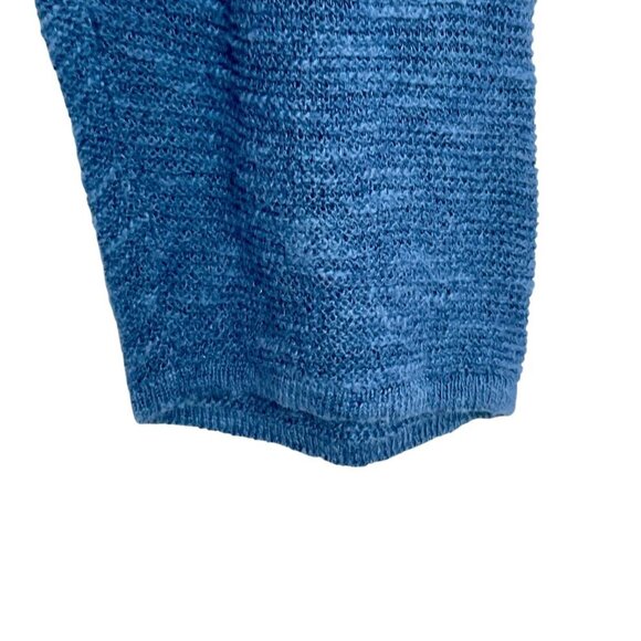 Eileen Fisher Organic Linen Cotton Knit Top V-Neck Easy Fit Long Length Blue Med - Picture 8 of 11